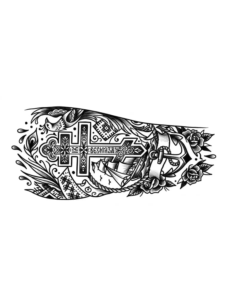 Тату эскиз: христианский стиль, или славянский