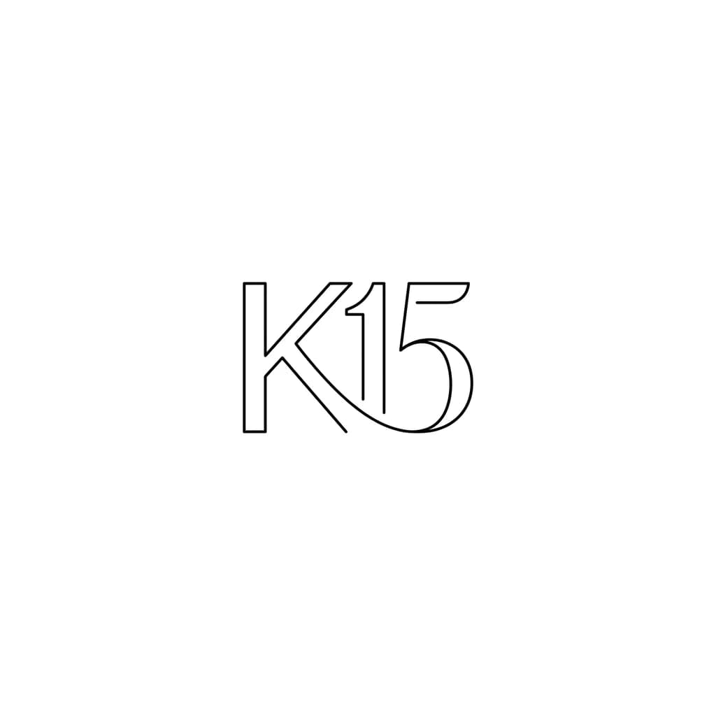 Тату эскиз: Соедини букву К и число 15 в одну линию