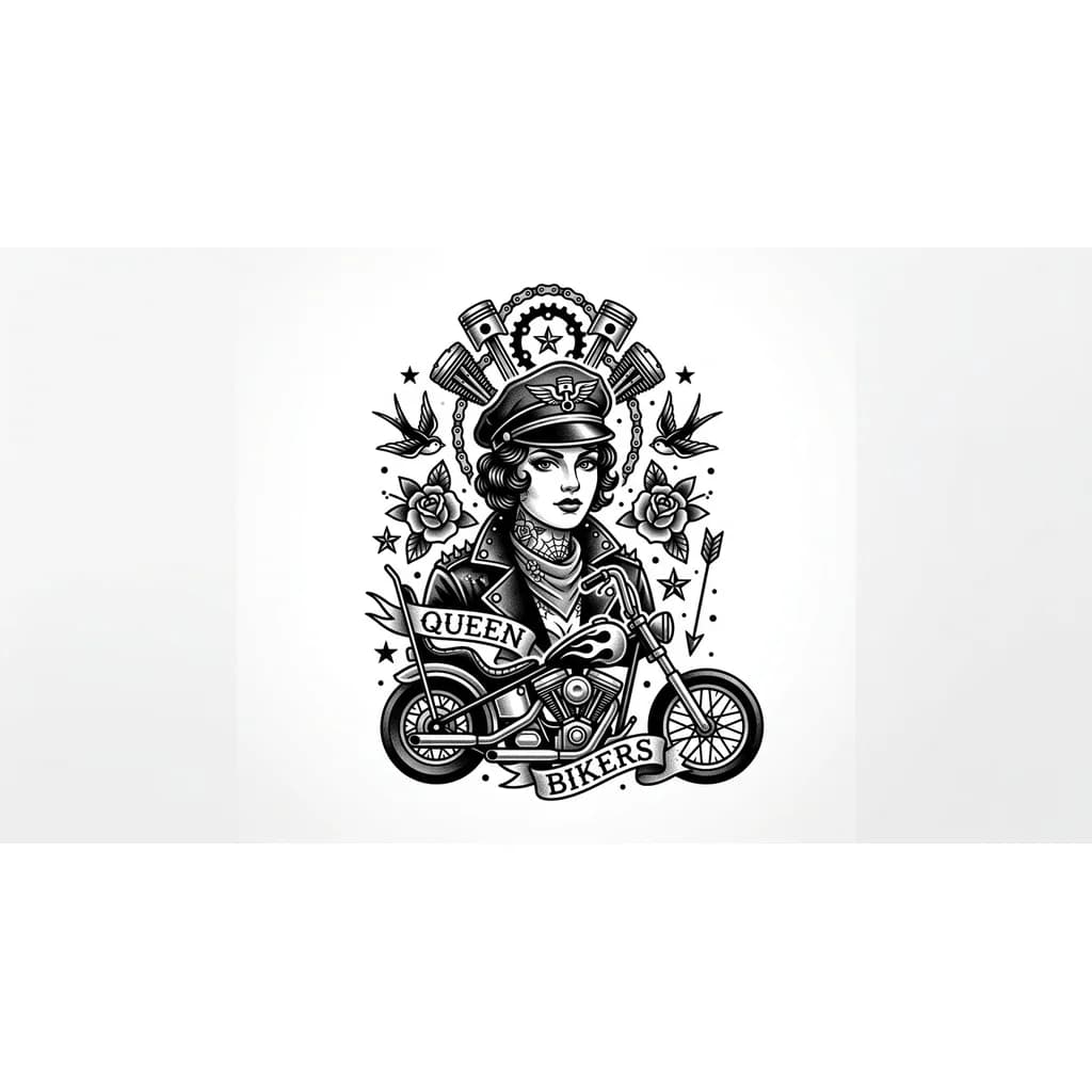 Тату эскиз: Нарисуй королеву байкеров