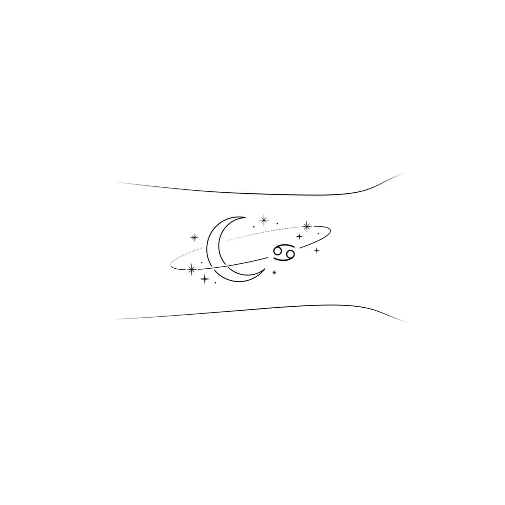 Тату эскиз: Орбита Луна звезды знак зодиака рак