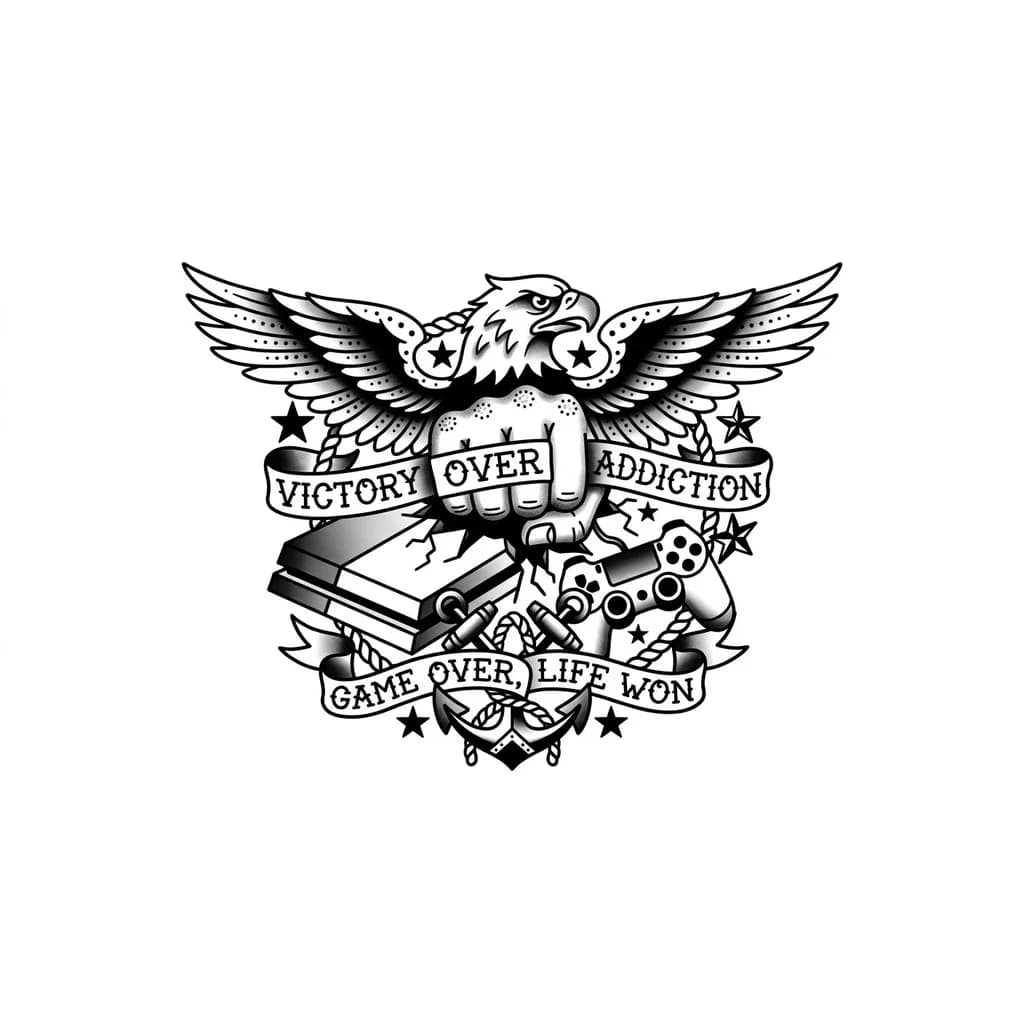 Тату эскиз: Победа над игровой зависимостью