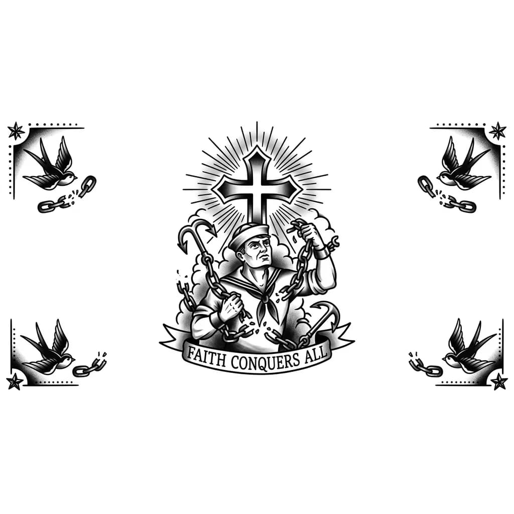 Тату эскиз: Преодоление зависимостей с помощью бога и высшей силы 