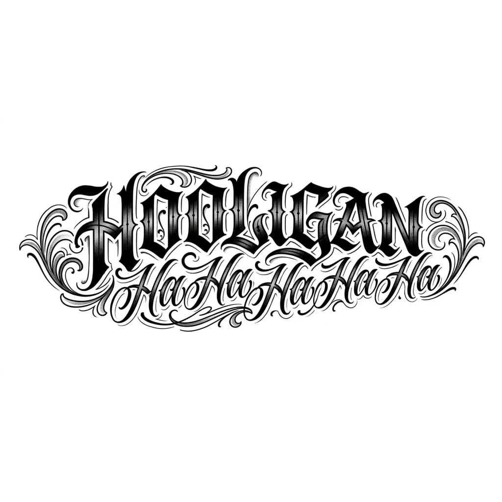 Тату эскиз: Hooligan ha ha ha ha ha ha