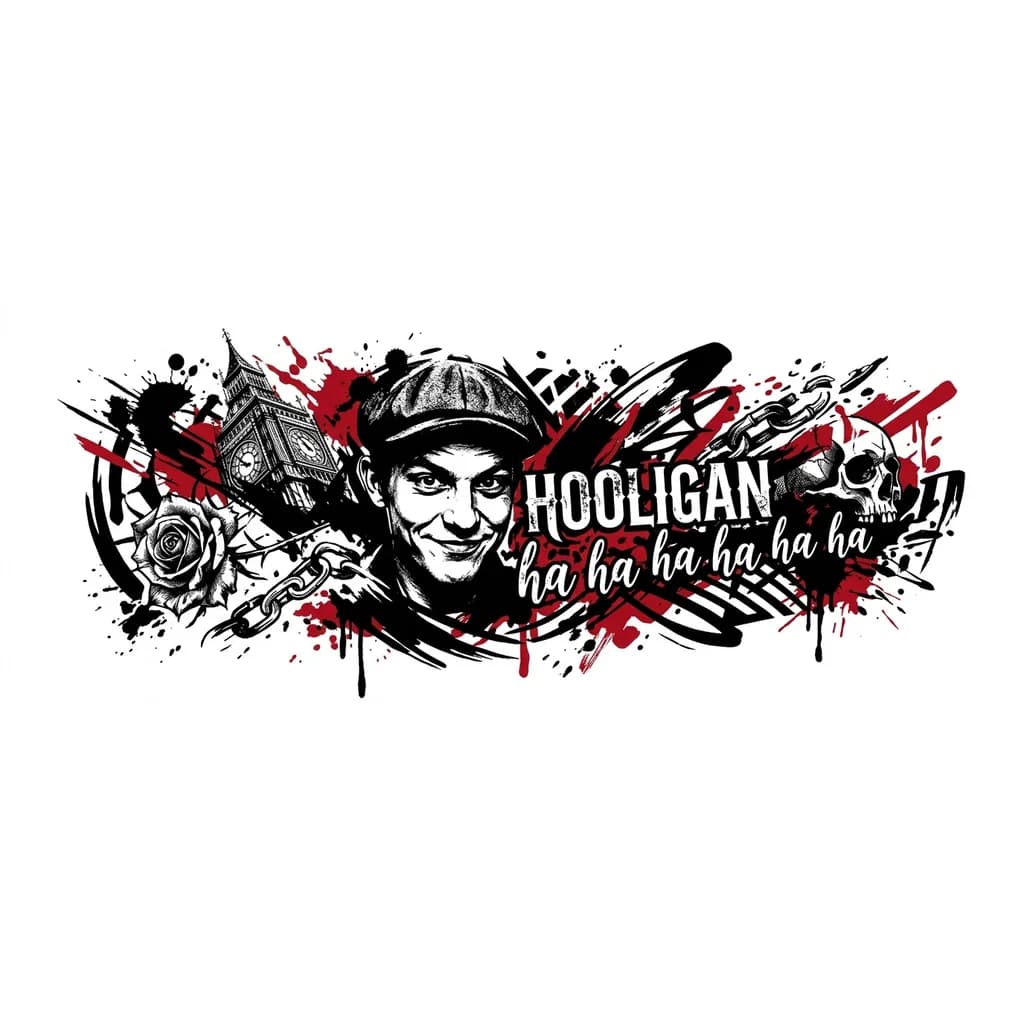 Тату эскиз: Hooligan ha ha ha ha ha ha