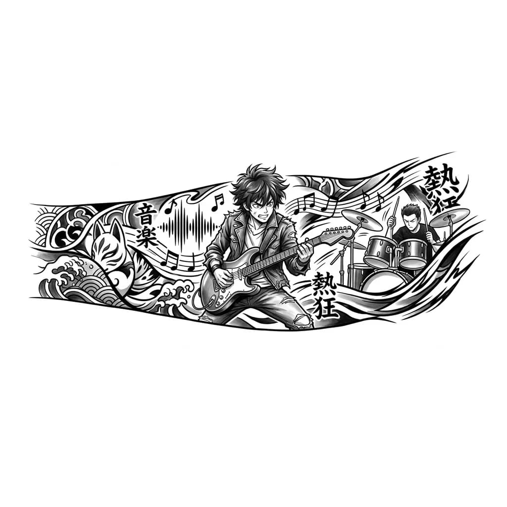 Тату эскиз: Кайфовая музыка или музыкант