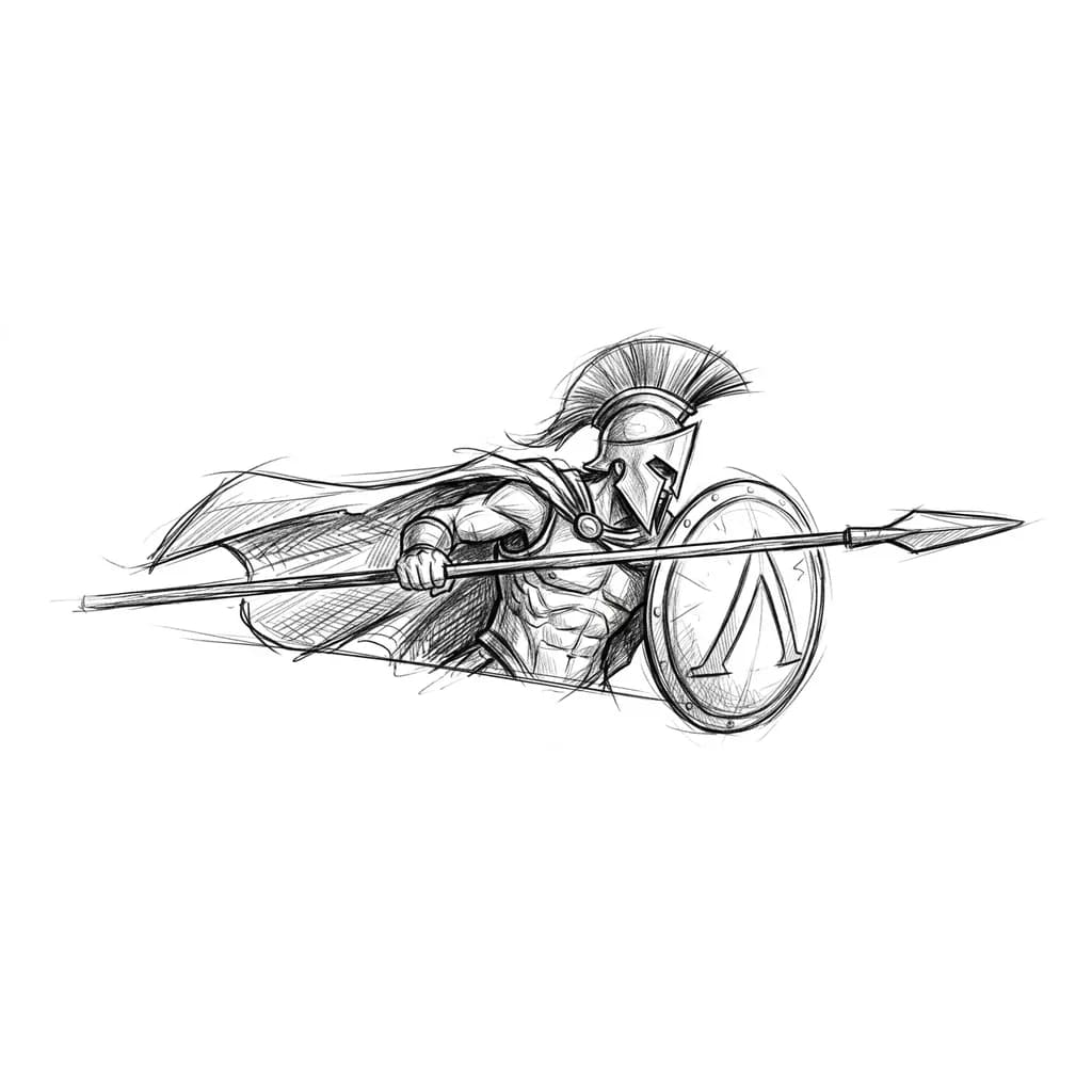 Тату эскиз: нарисуй воина спартанца карандашем