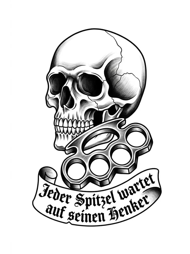 Тату эскиз: Череп человека и кастет