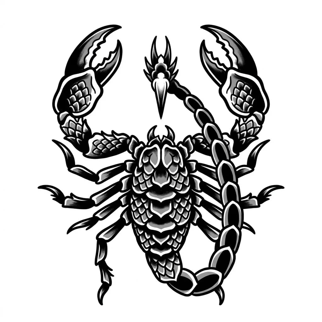 Тату эскиз: Скорпион с весами