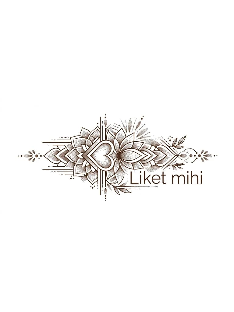 Тату эскиз: Очень тонкие, нежные линии, коричневый цвет. Тату на запястье для девушки. Символ благодарности.