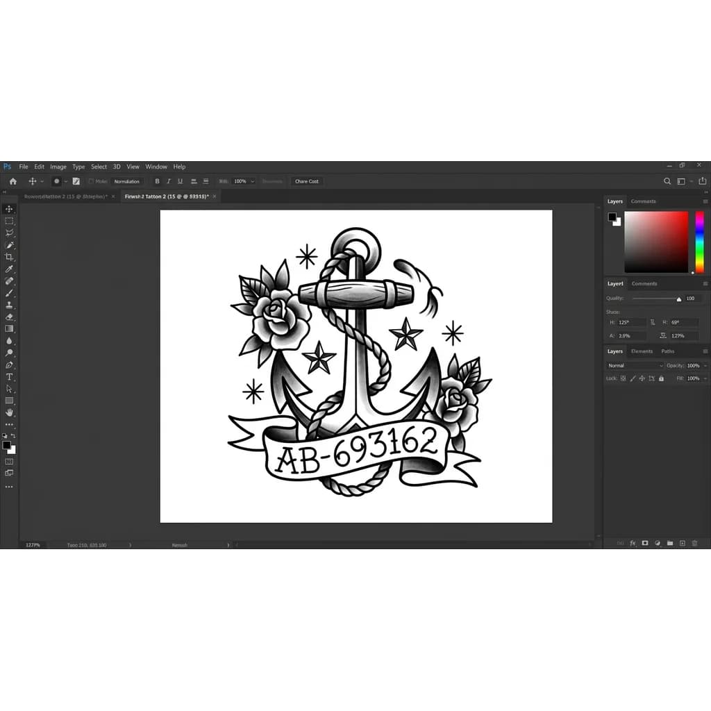 Тату эскиз: Личный номер АВ-693162