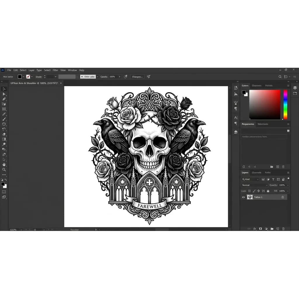 Тату эскиз: Прощание с другом
