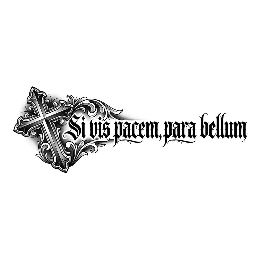 Тату эскиз: хочу христианский крест и текст рядом 