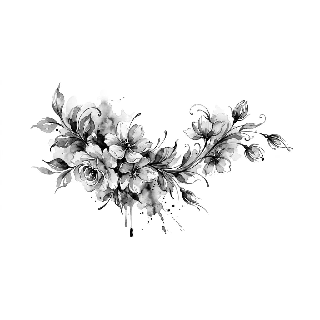 Тату эскиз: С цветочным орнаментом, красиво и эстетично смотрится