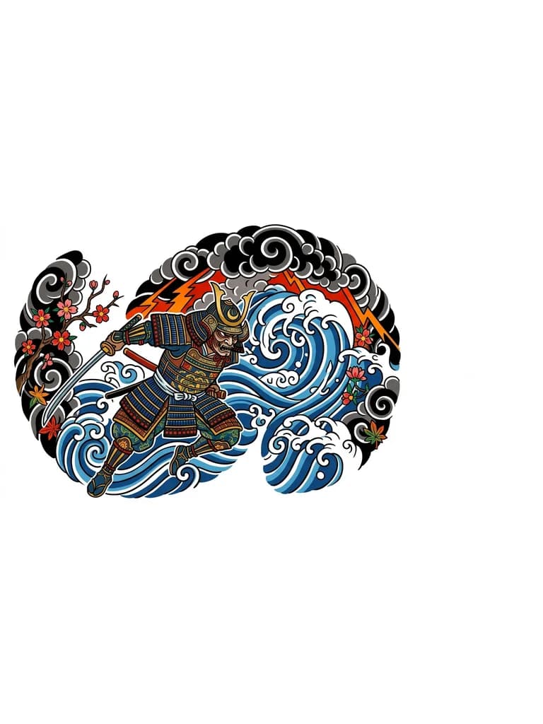 Тату эскиз: японский самурай