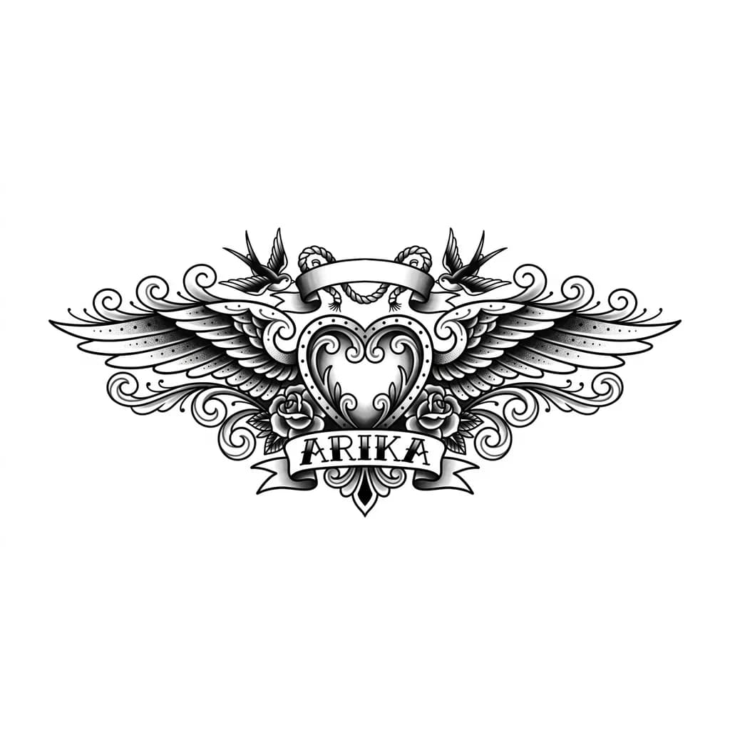 Тату эскиз: Имя Arika под сердцем на накаченном теле
Красивым шрифтом прописным 