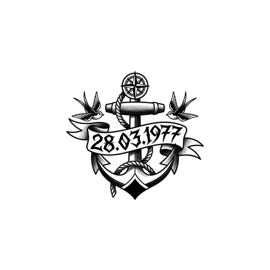 Тату эскиз: Дата рождения в стиле нео-трайбл