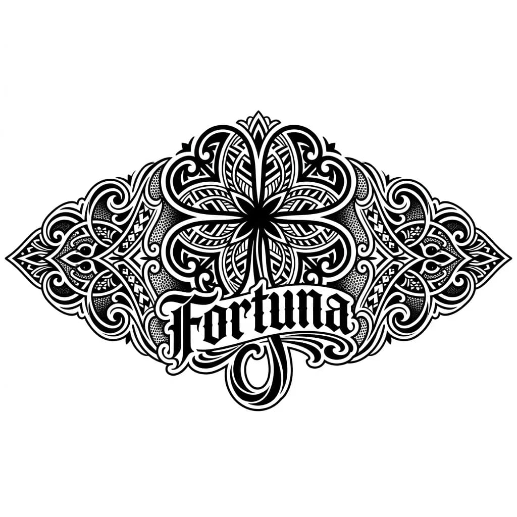 Тату эскиз: Клевер и рядом надпись 