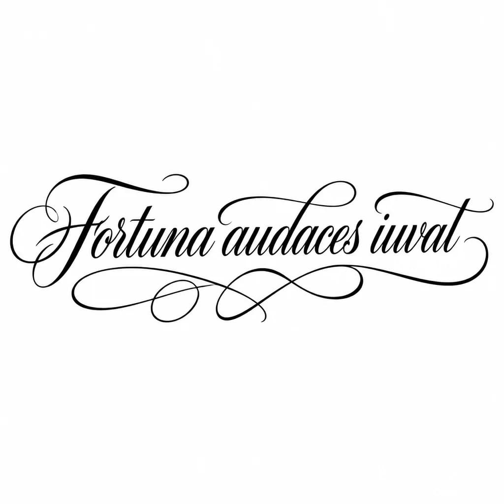 Тату эскиз: Font: Fortuna audaces iuvat (elegant calligraphy)