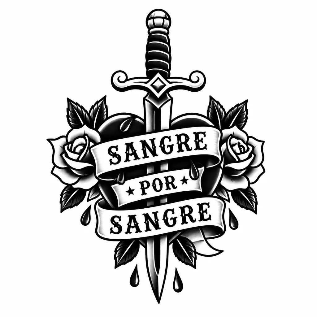 Тату эскиз: Sangre por sangre 
