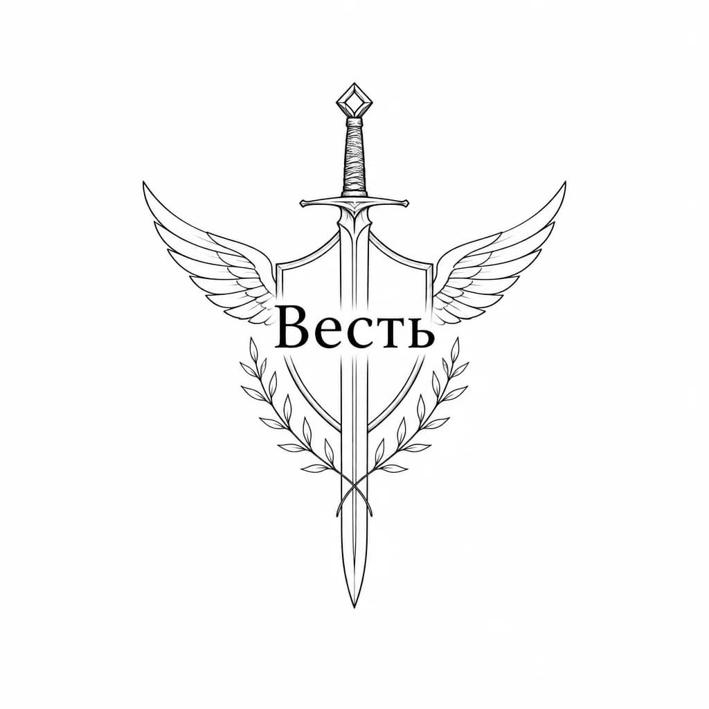 Тату эскиз: Слово весть ,это позывной мужа 