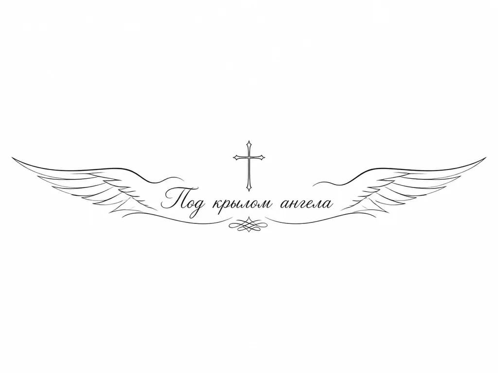 Тату эскиз: надпись и крест маленький 