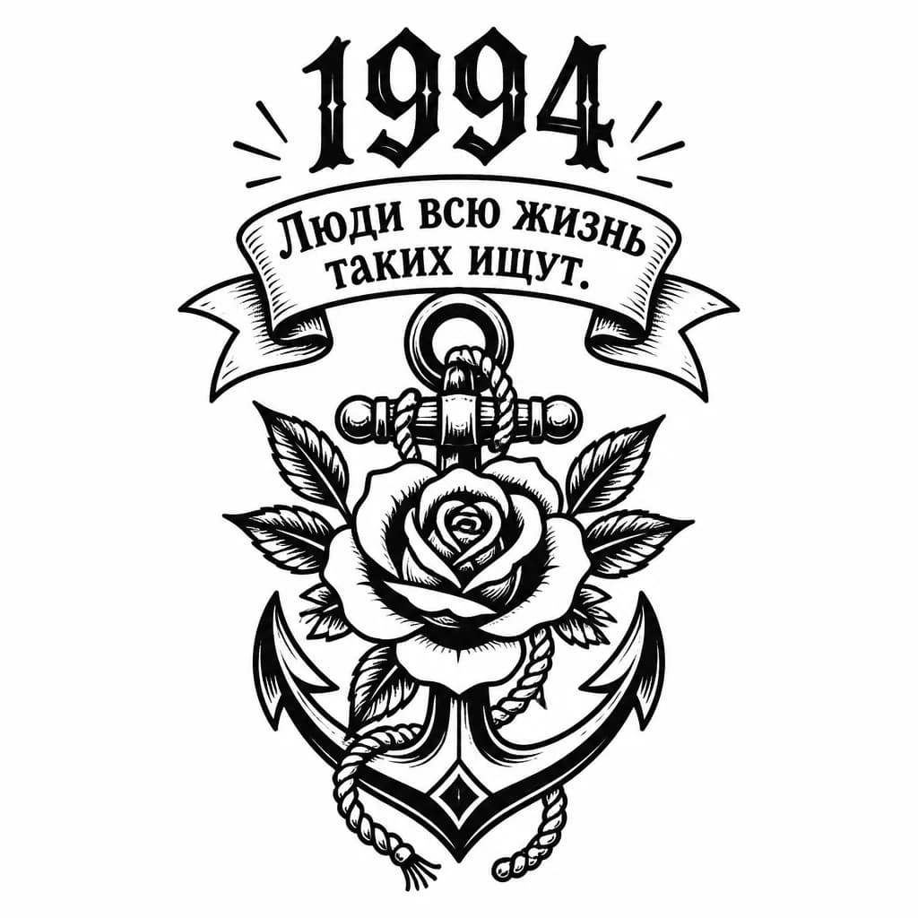 Тату эскиз: Сверху цифра, а под ней надпись 
