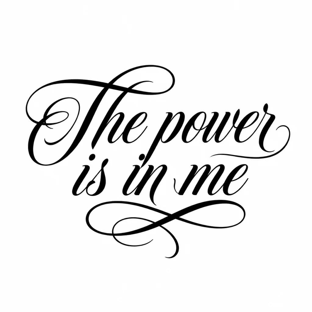 Тату эскиз: Font: The power is in me (elegant calligraphy)