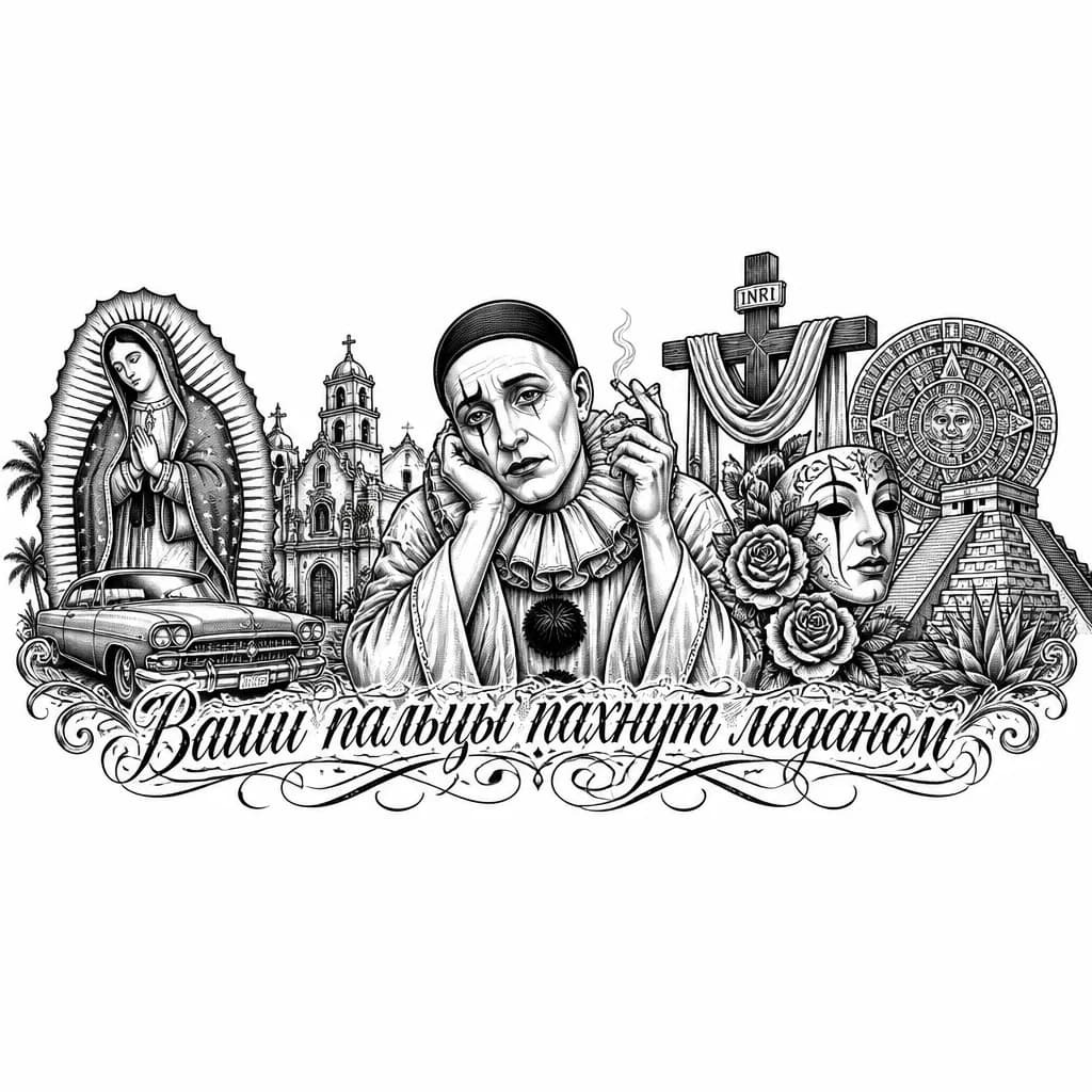 Тату эскиз: вертинский в образе пьеро
