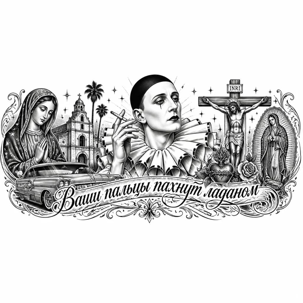 Тату эскиз: вертинский в образе пьеро