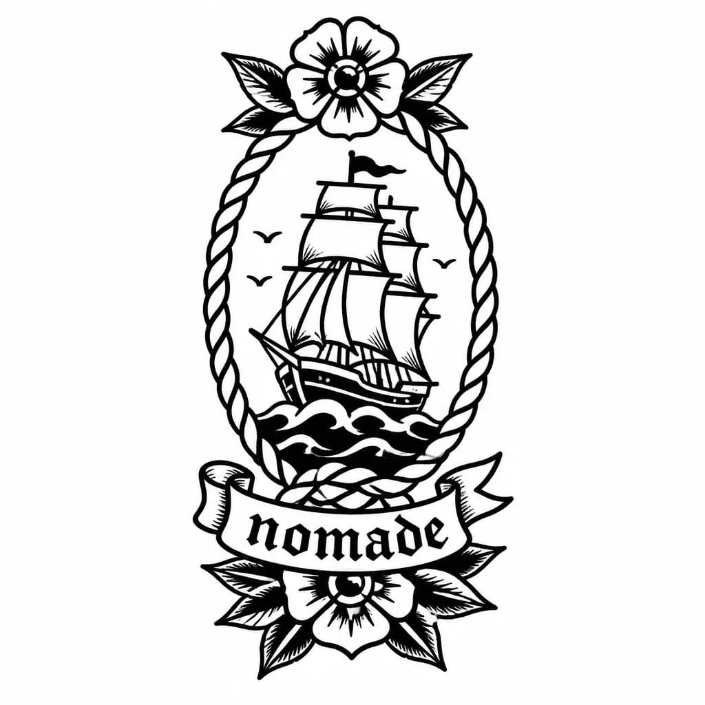 Тату эскиз: Тату с надписью nomade на предплечье 