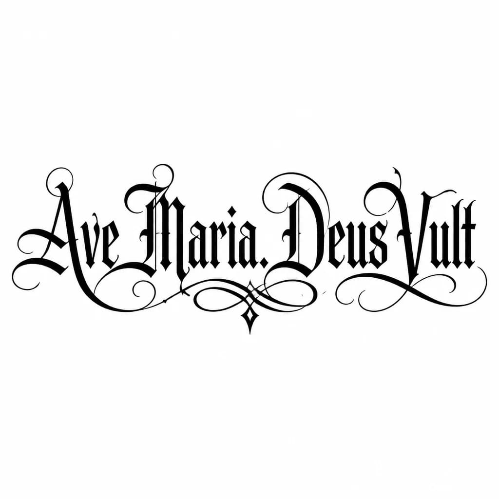Тату эскиз: Font: Ave Maria

Deus Vult (elegant calligraphy)