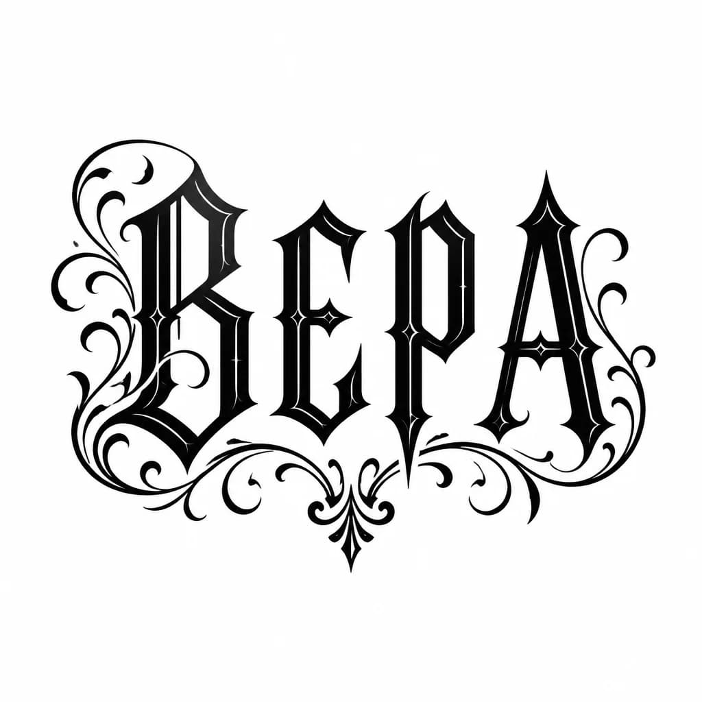 Тату эскиз: Слово ВЕРА, русскими буквами, заглавными, шрифт похожий на славянский