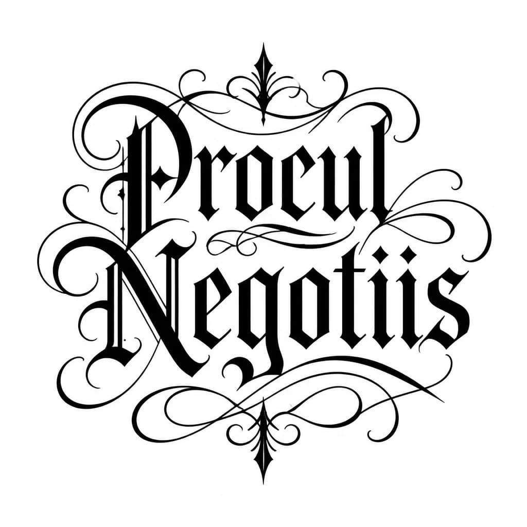 Тату эскиз: Надаись: Procul Negotiis