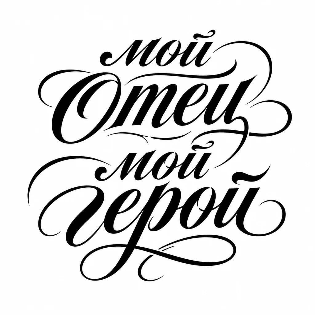 Тату эскиз: Font: мой отец мой герой (elegant calligraphy)