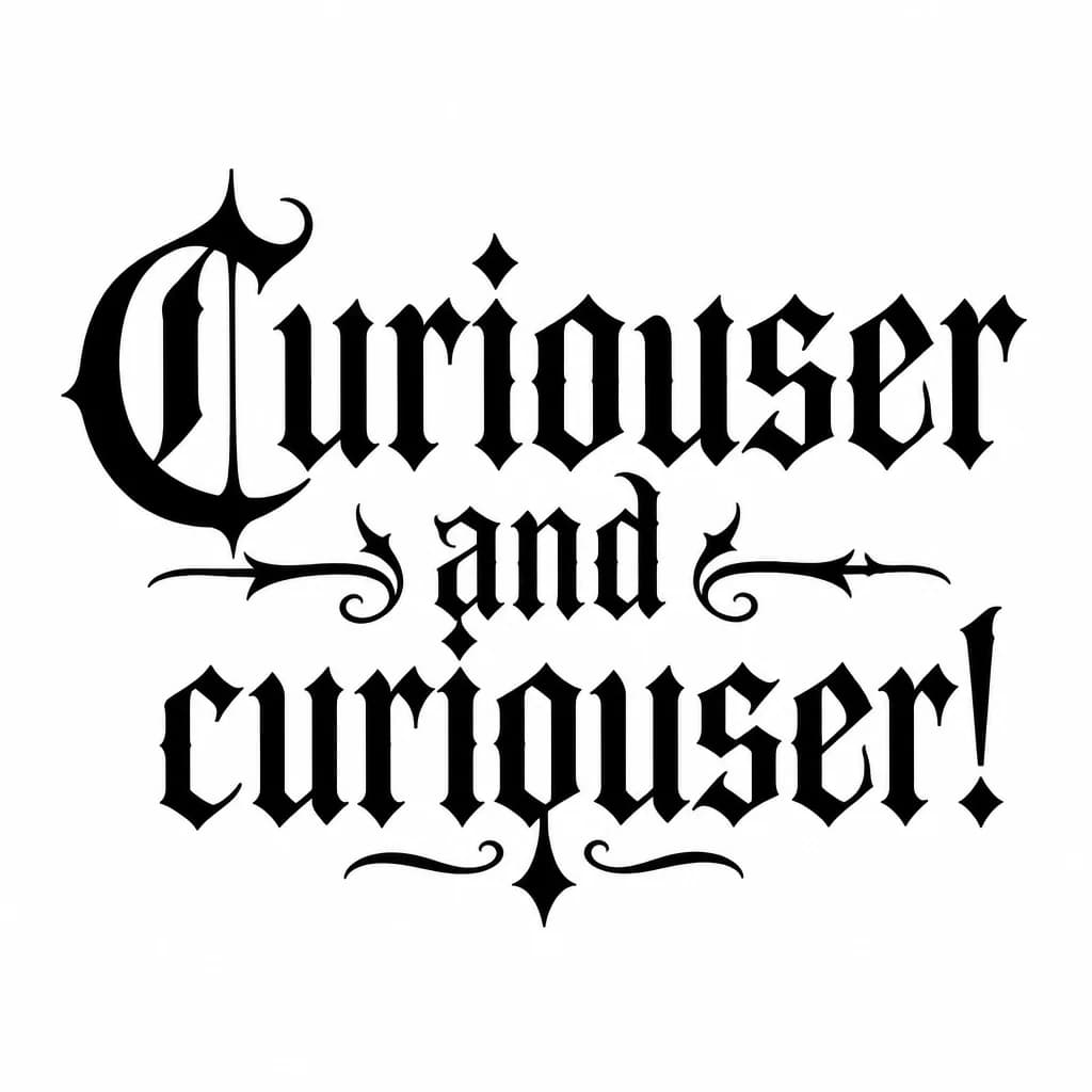 Тату эскиз: Font: Curiouser and curiouser! (gothic dark lettering)