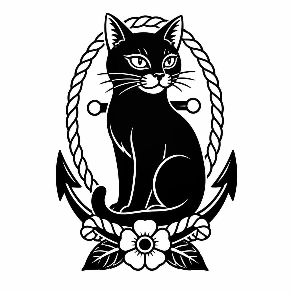 Тату эскиз: Черная кошка, маленькое тату на палец