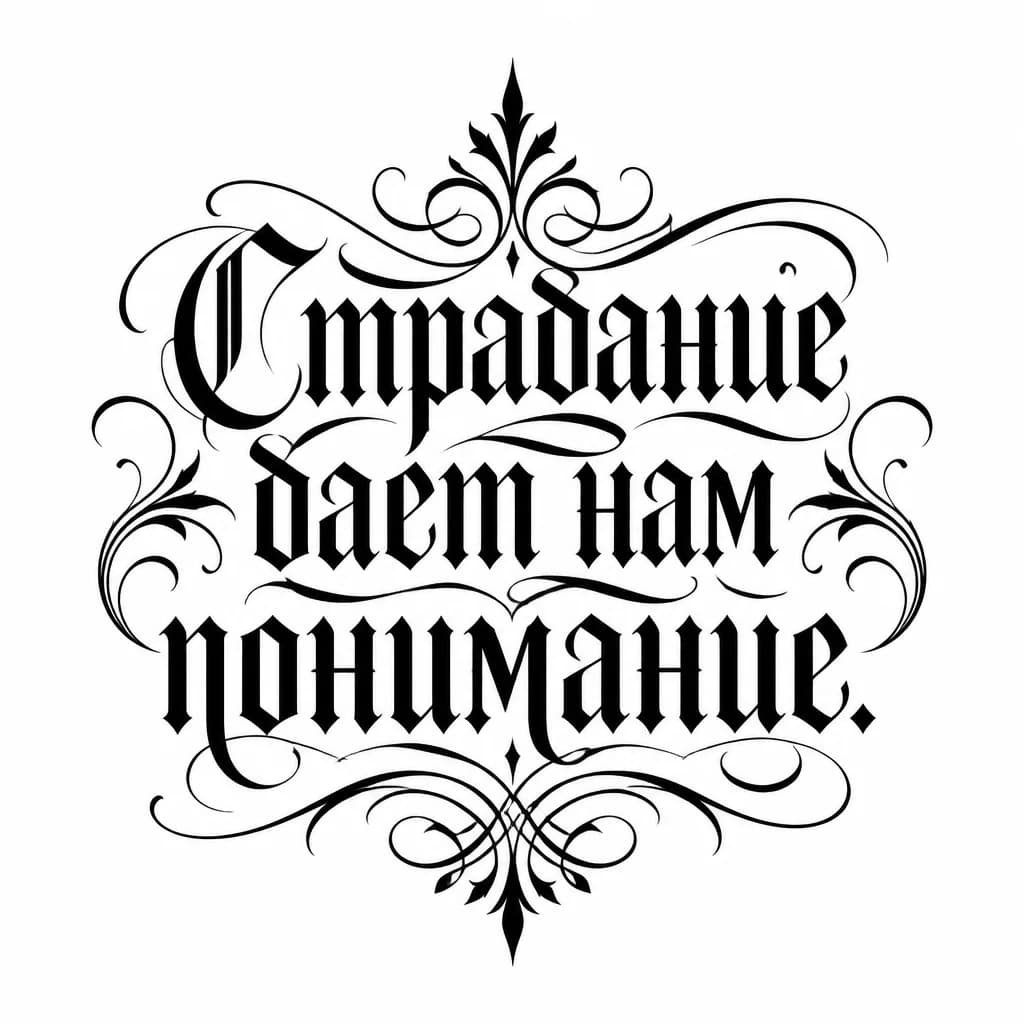Тату эскиз: Страдание дает нам
понимание.
(на греческом)