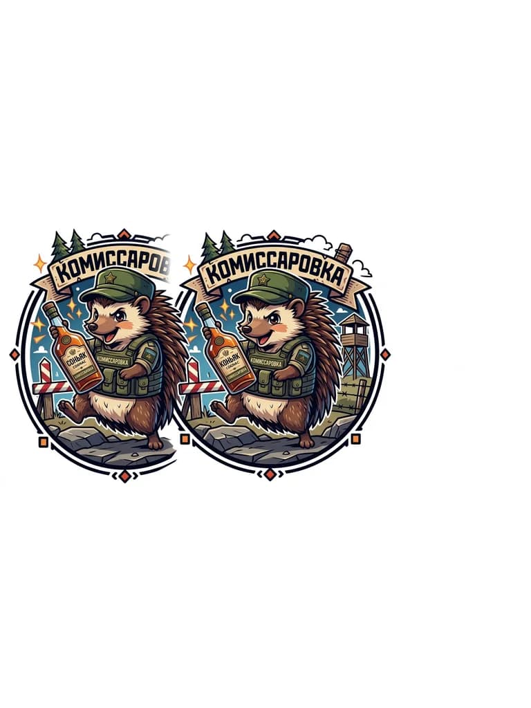 Тату эскиз:  Поселок комиссаровка, ежик бутылка коньяка военный учебный полигон