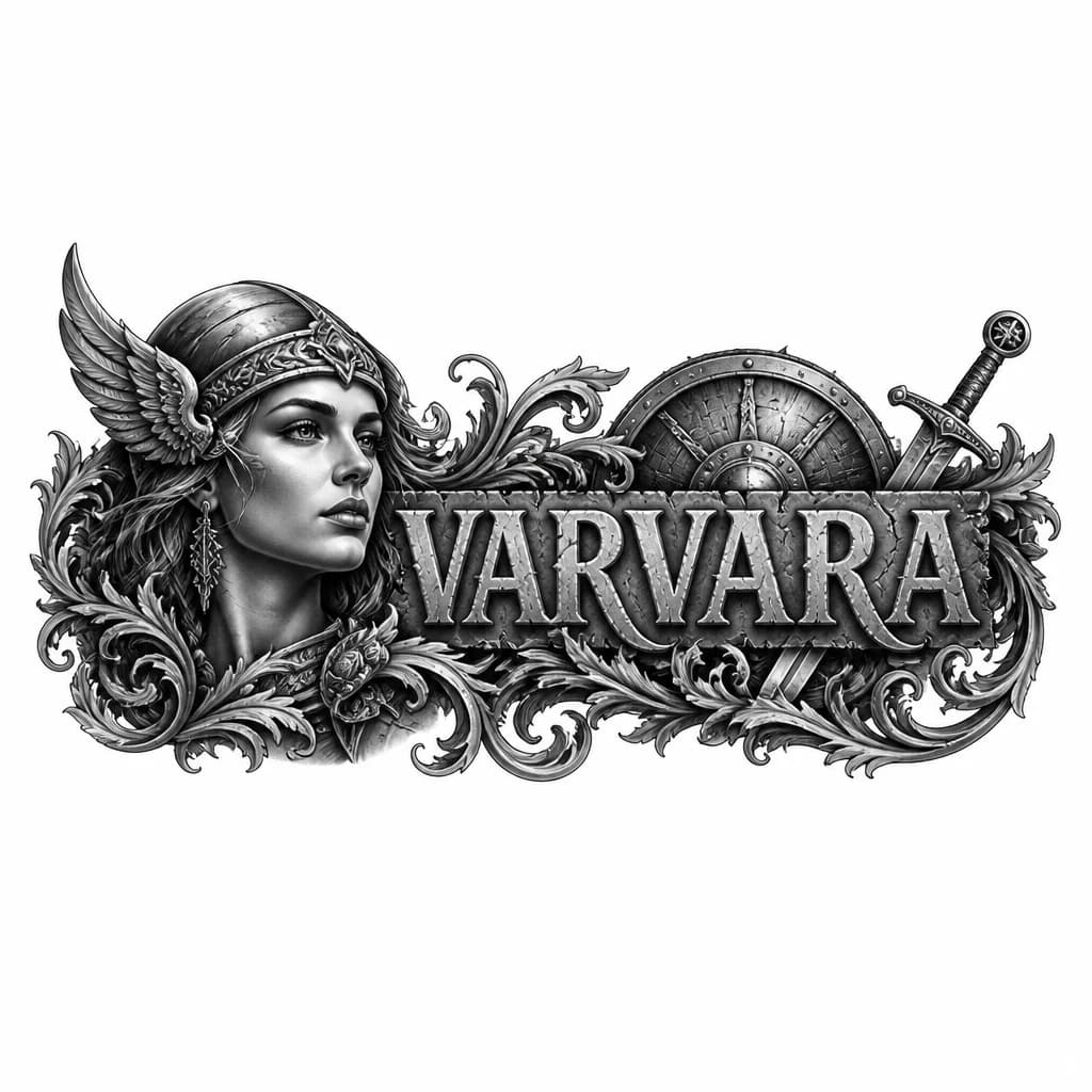 Тату эскиз: Имя VARVARA просто надпись без голов