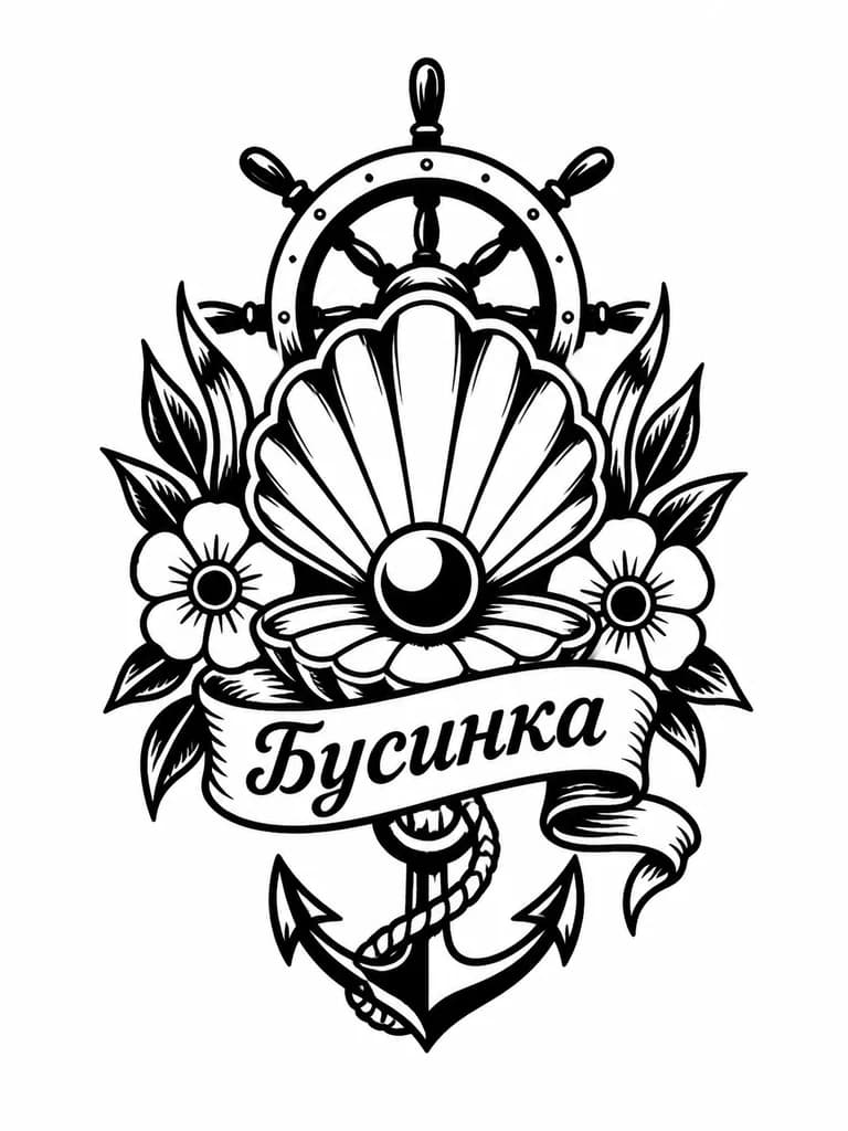 Тату эскиз: Слово бусинка