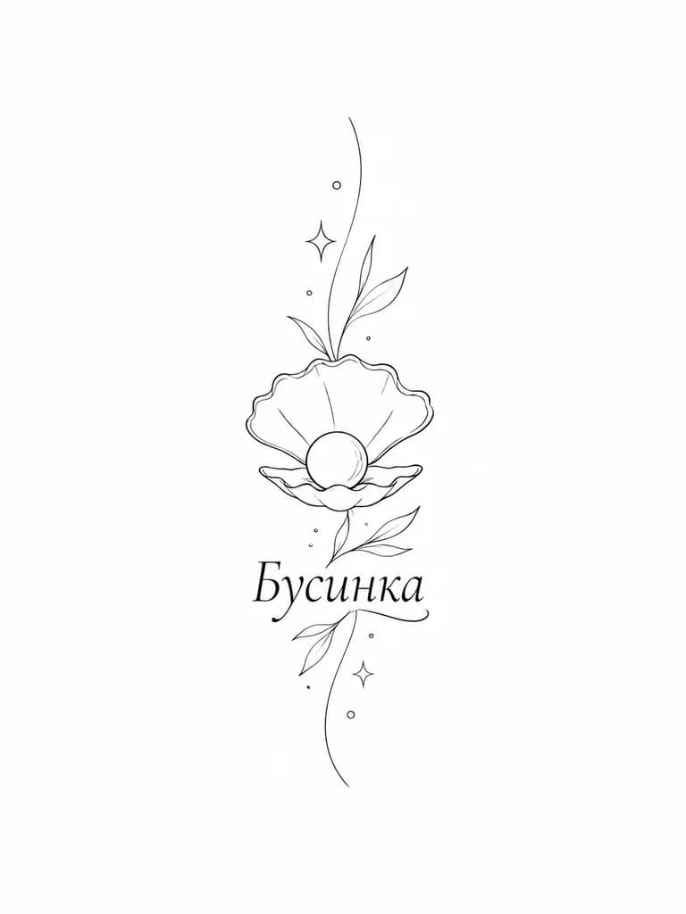 Тату эскиз: Слово бусинка