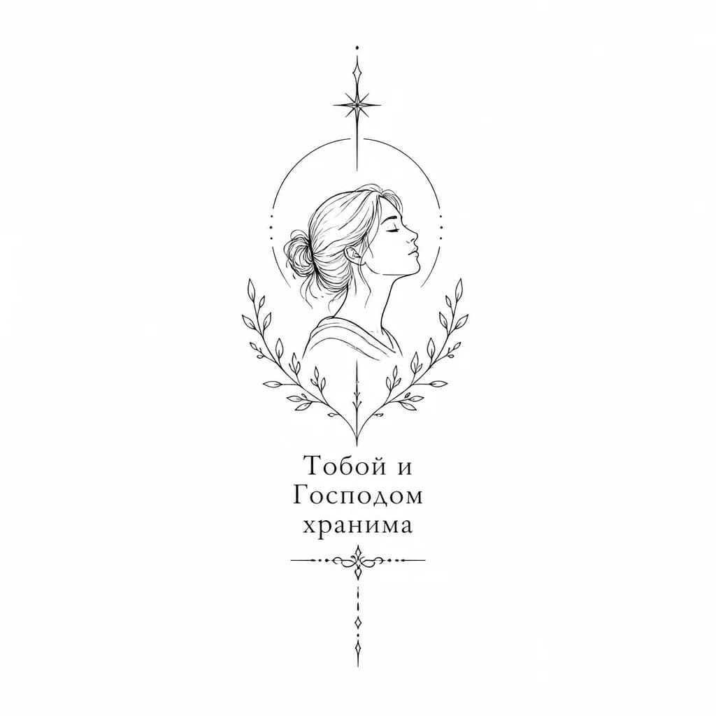 Тату эскиз: Эскизы татуировок с надписью « Тобой и Господом хранима»