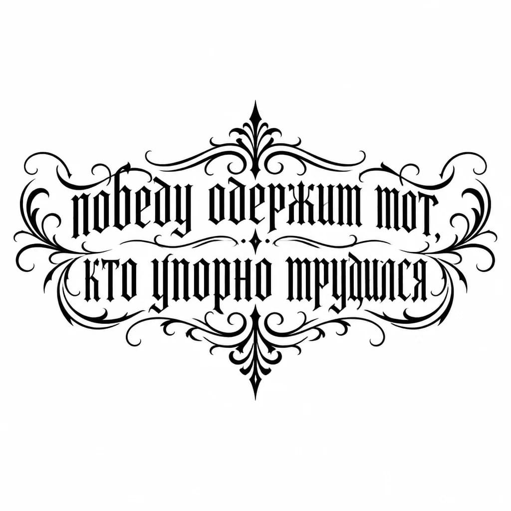 Тату эскиз: тату на латыни со словами «победу одержит тот, кто упорно трудился»