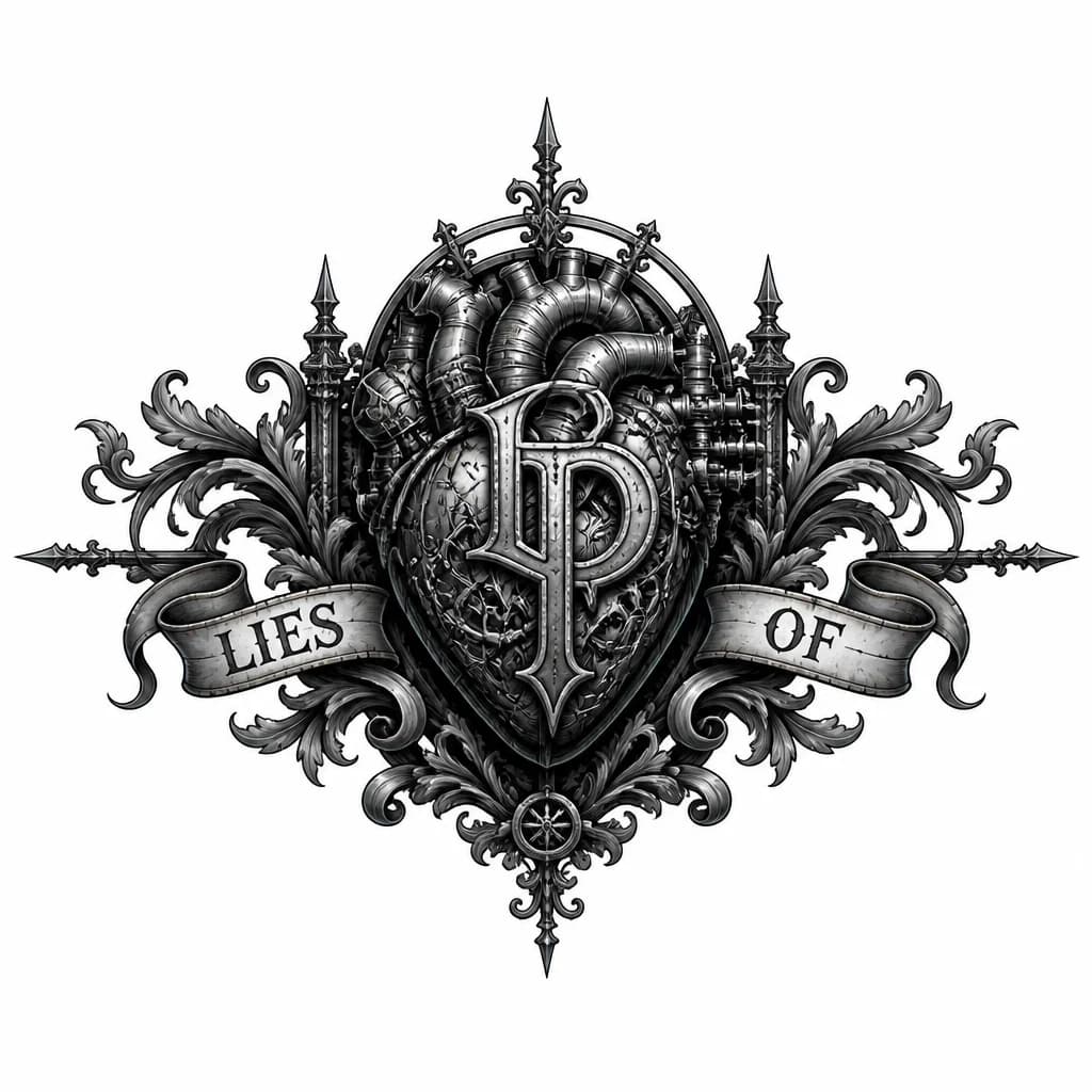 Тату эскиз: Сердце-П из игры lies of p 