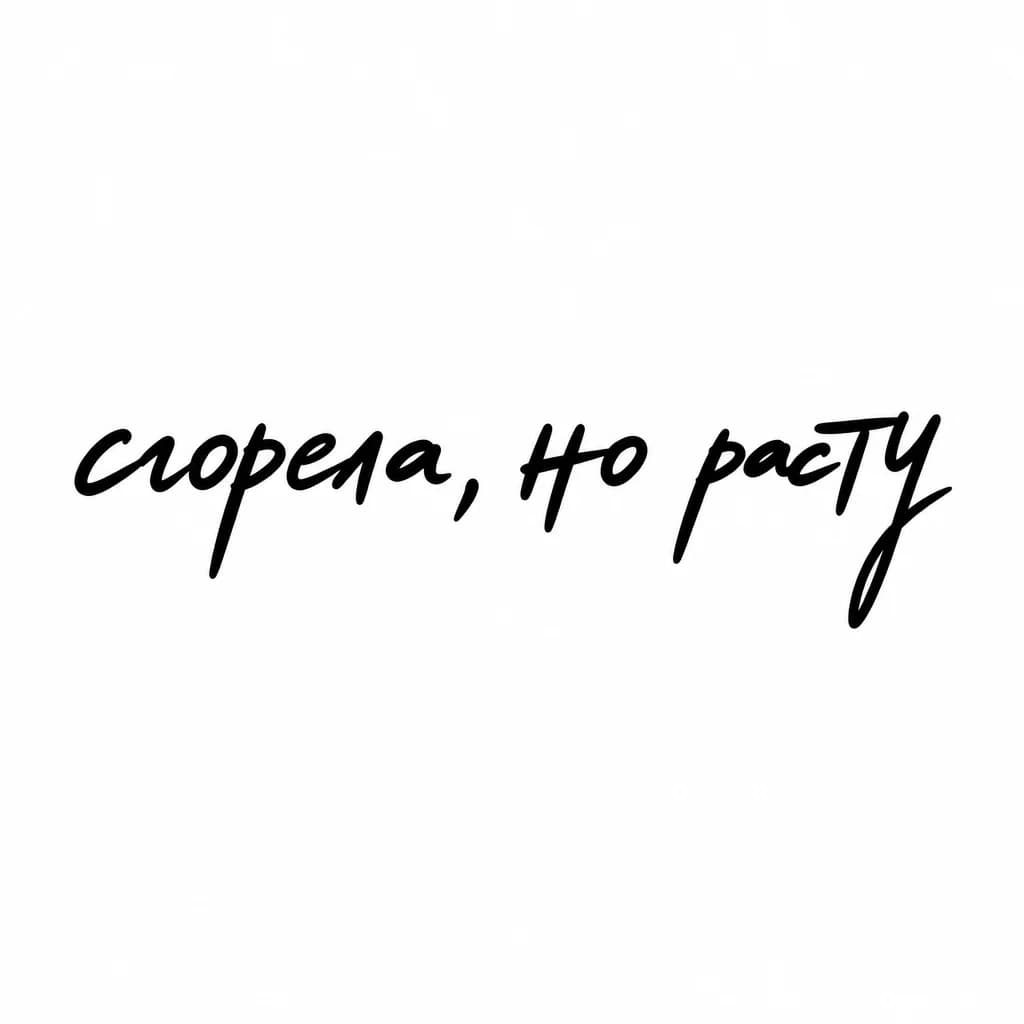 Тату эскиз: Font: сгорела, но расту (casual handwritten)