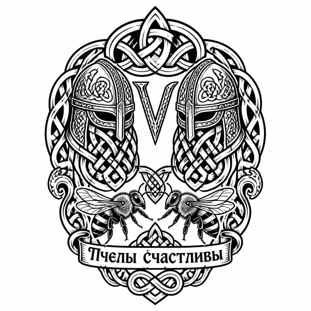 Тату эскиз: игра валхейм и локальный мем пчелы счастливы парное тату с другом в области под грудью 