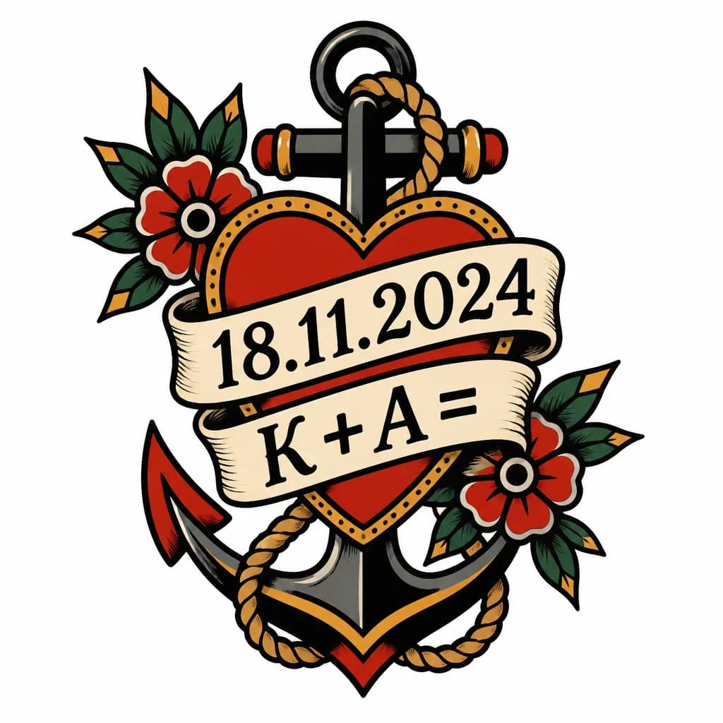 Тату эскиз: 18.11.2024 К+А=❤️