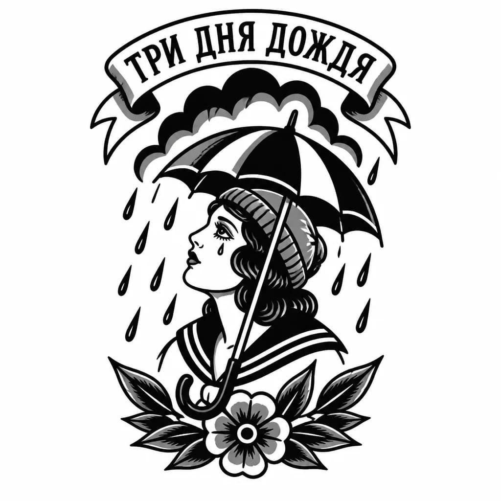 Тату эскиз: татуировка на основе творчества российской рок-группы "Три дня дождя"