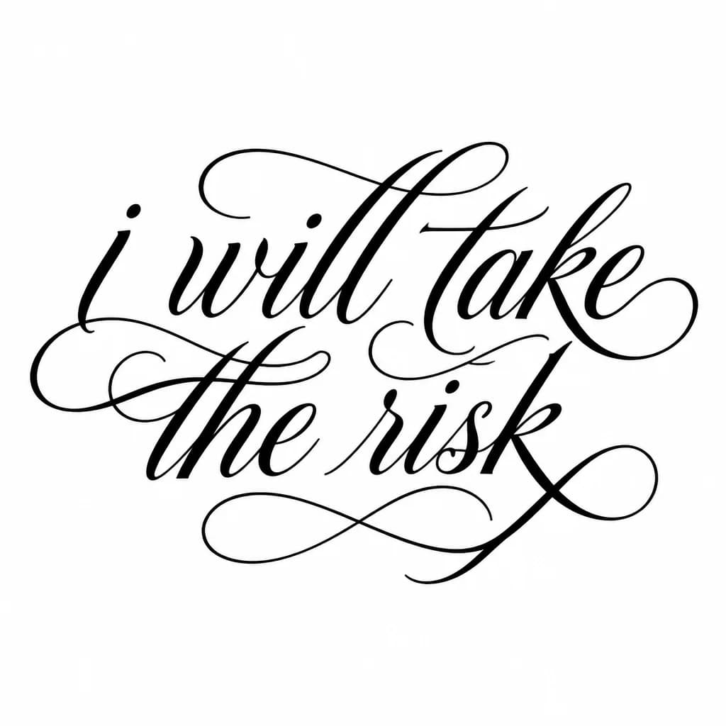 Тату эскиз: Font: i will take the risk (elegant calligraphy)