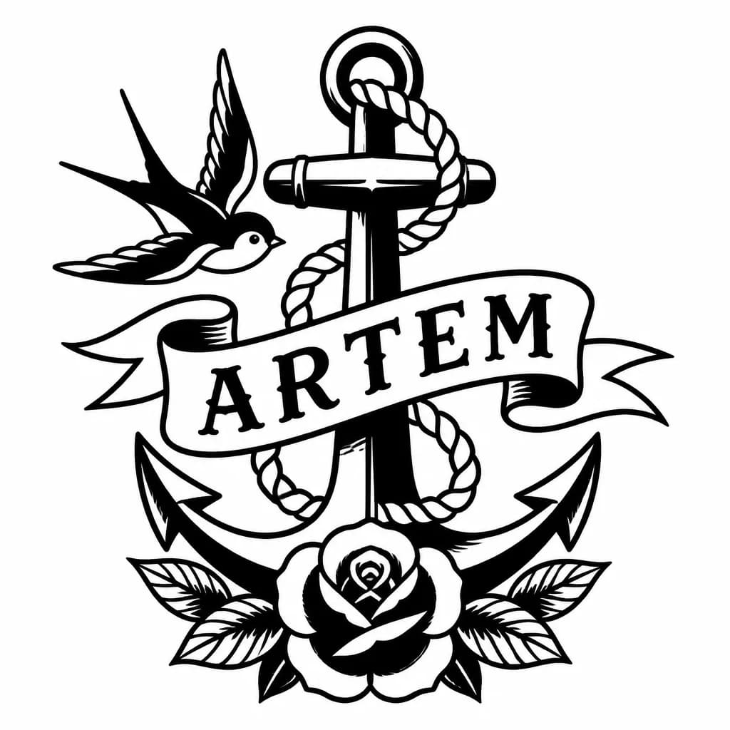 Тату эскиз: Имя Артем в SEO стиле